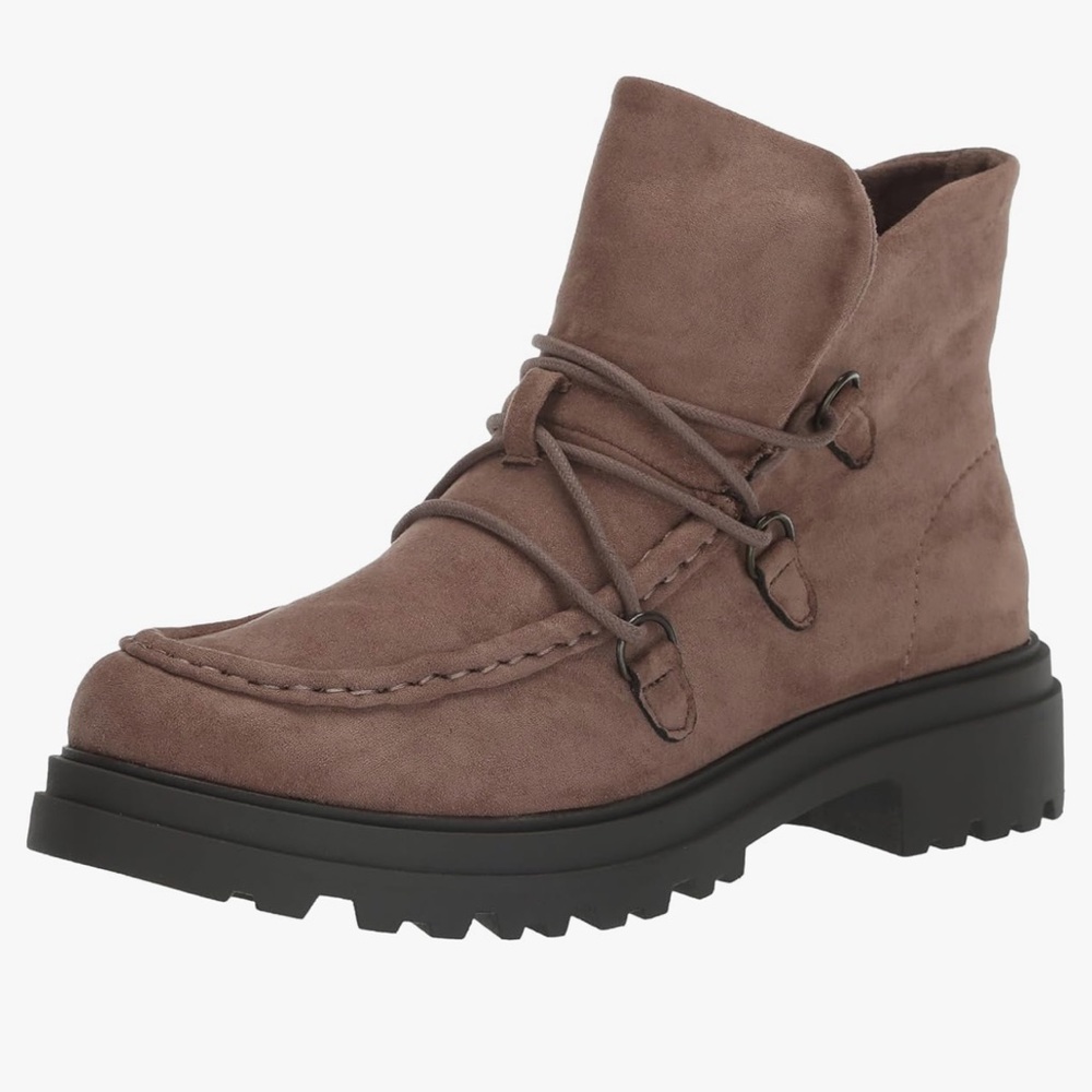 Bella Vita Xandy Lace Up taupe lug sole combat ankle boot women size 8